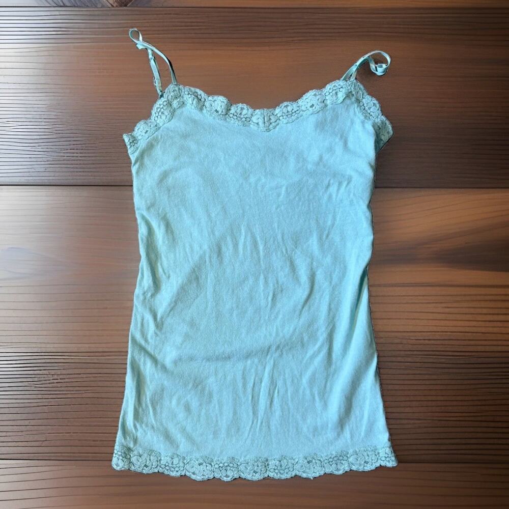 Y2K Aéropostale Sz M Aqua Lace Cami Tank Top Coquette Fairy Boho Festival Layer